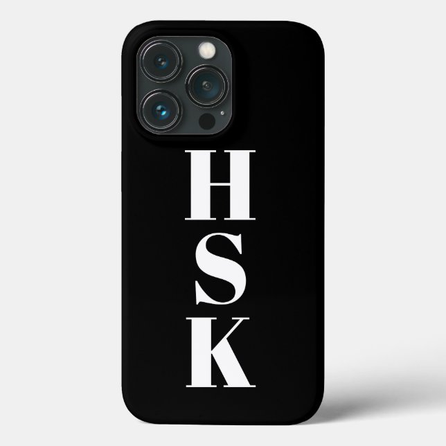 Coques Case-Mate iPhone Initiales verticales monogrammes modernes noir bla (Verso)