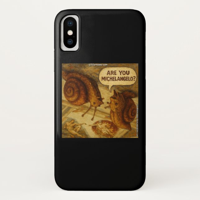 Coques Case-Mate iPhone Inquisitive Snail & Michelangelo Parody Cartoon  (Dos)