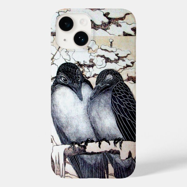 Coques Case-Mate iPhone INSÉPARABLES D'HIVER DANS LA NEIGE Dessin noir et  (Verso)