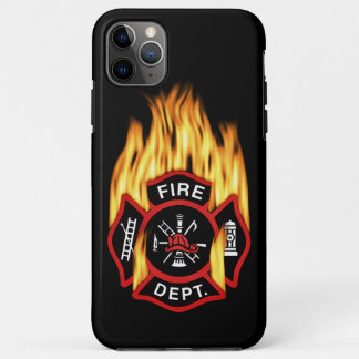 Coque iPhone 11 Pro Max Insigne flamboyant de corps de sapeurs-pompiers