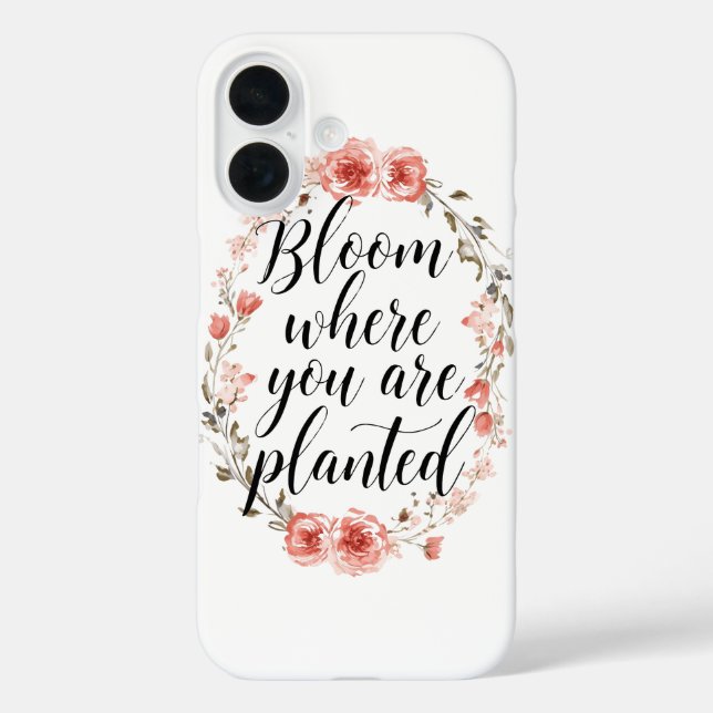 Coques Case-Mate iPhone Inspirational Growth Quote with Pink Flowers (Verso)