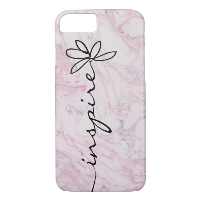 Coques Case-Mate iPhone Inspirer Daisy design sur marbre rose (Dos)