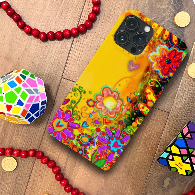 Coques Case-Mate iPhone Inspiritisme floral jaune Personnalisé (Créateur téléchargé)