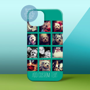 Coque Pour iPhone 16 Instagram Photo Collage vert émeraude Arrière - pl