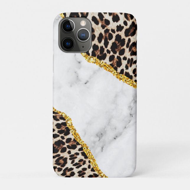 Coques Case-Mate iPhone Intérieur Léopard Luxueux Pierre de Marbre Paillet (Dos)