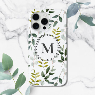 Coque Case-Mate iPhone iPad Feuille tropical Eucalyptus vert monogramme