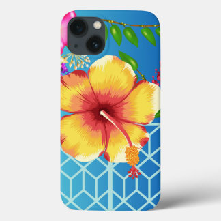 Case-Mate iPhone Case iPhone 13 Coque, Blue Arrière - plan Golden flower