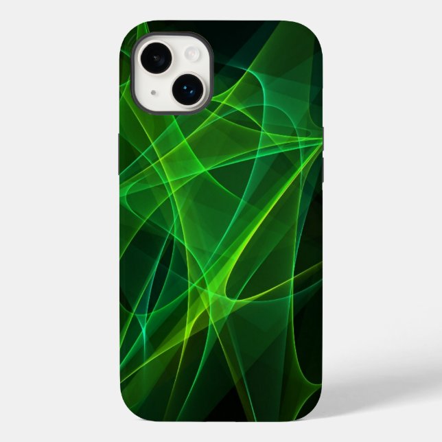 Coques Case-Mate iPhone iphone 14 abstraits coques noirs verts plus (Verso)