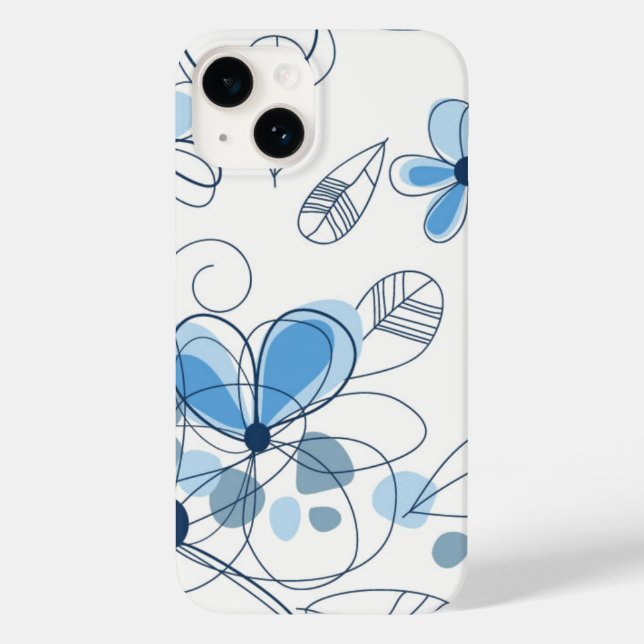 Coques Case-Mate iPhone iPhone 14 Fleurs Coque-Bleu (Verso)