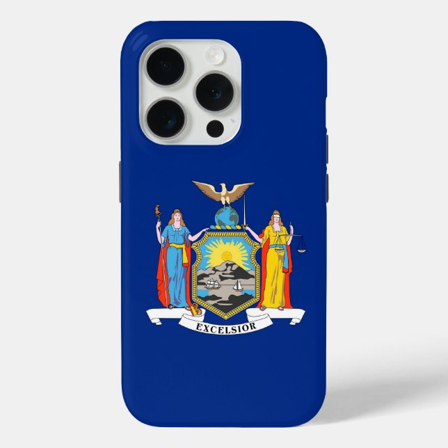 Coques Case-Mate iPhone iPhone 15 Pro Coque-Mate, drapeau de l'État de New (Verso)