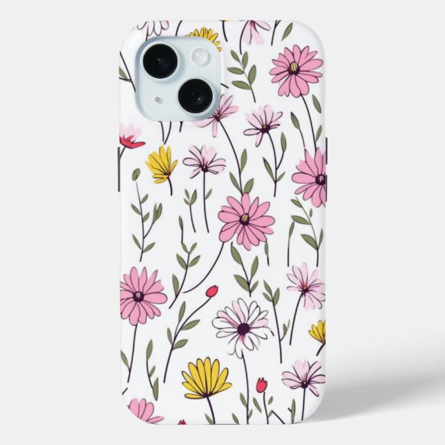 Coques Case-Mate iPhone iPhone 15 Téléphone Boîtier élégant rose floral de (Verso)