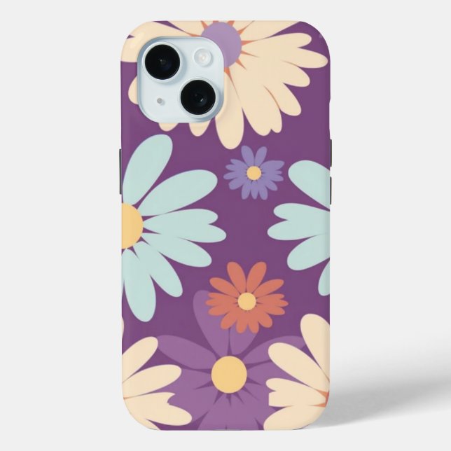 Coques Case-Mate iPhone iPhone 15 Téléphone Boîtier Retro Floral Art Desig (Verso)