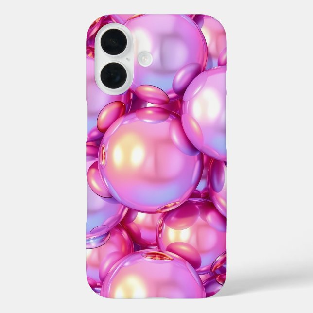 Coques Case-Mate iPhone iPhone 16 Iridescent Pink 3D Glossy Bubble case (Verso)