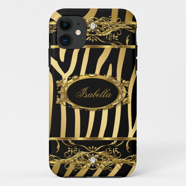 Coques Case-Mate iPhone iPhone 5 Élégant Classe Or Zèbre Noir (Dos)