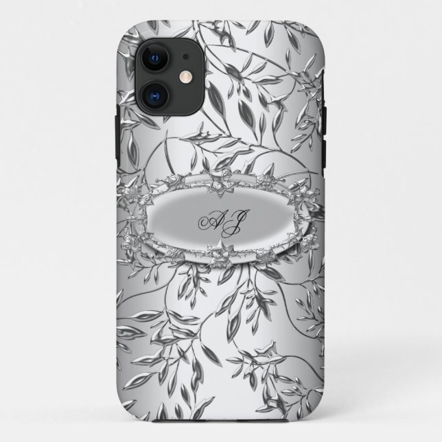 Coques Case-Mate iPhone iPhone 5 Monogrammé Élégant Royal Damassé Argent (Dos)
