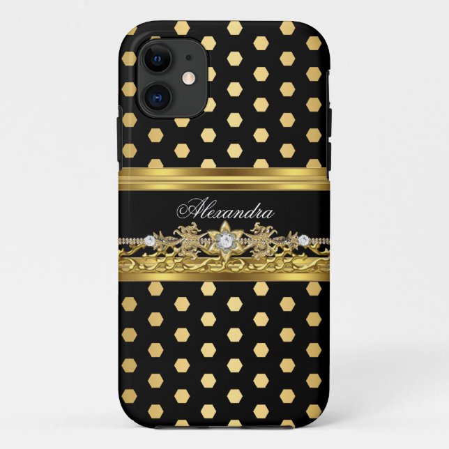 Coques Case-Mate iPhone iPhone 5 Or Élégant Noir Blanc À pois (Dos)