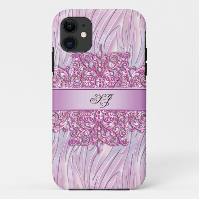 Coques Case-Mate iPhone iPhone 5 ou 4 Zèbre Damassé Joli Rose (Dos)