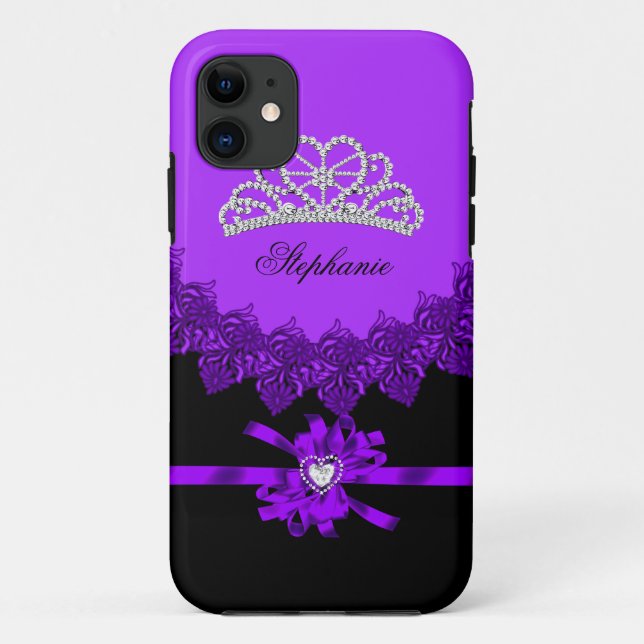 Coques Case-Mate iPhone iPhone 5 Princesse Diadème Argent Violet Bijou (Dos)