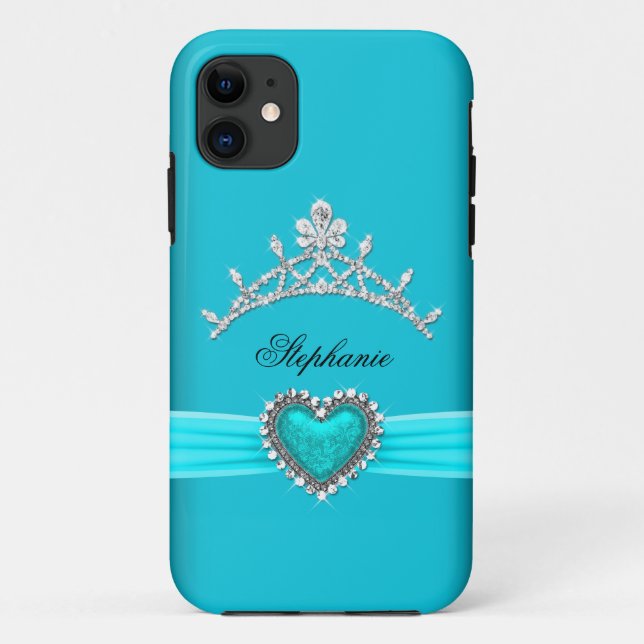 Coques Case-Mate iPhone iPhone 5 Princesse Silver Tiara Turquoise Bejewele (Dos)