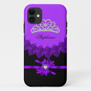 Coques Pour iPhone iPhone 5 Princesse Silver Tiara violet bejeweled