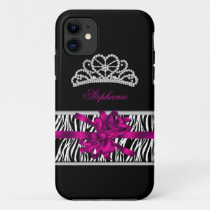 Coques Pour iPhone iPhone 5 Tiara Princesse Argent Zebré Rose