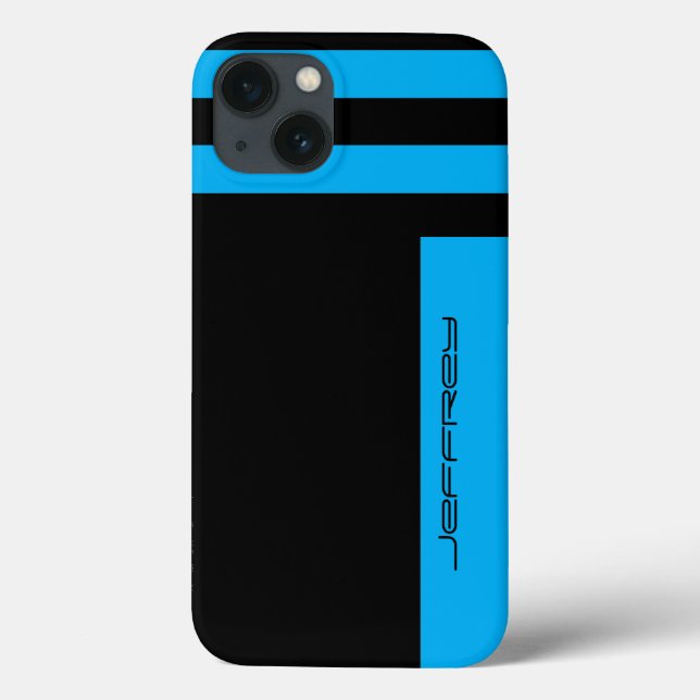 Coques Case-Mate iPhone iPhone 6 Case Cyan Blue & Black Two Way Stripe (Verso)