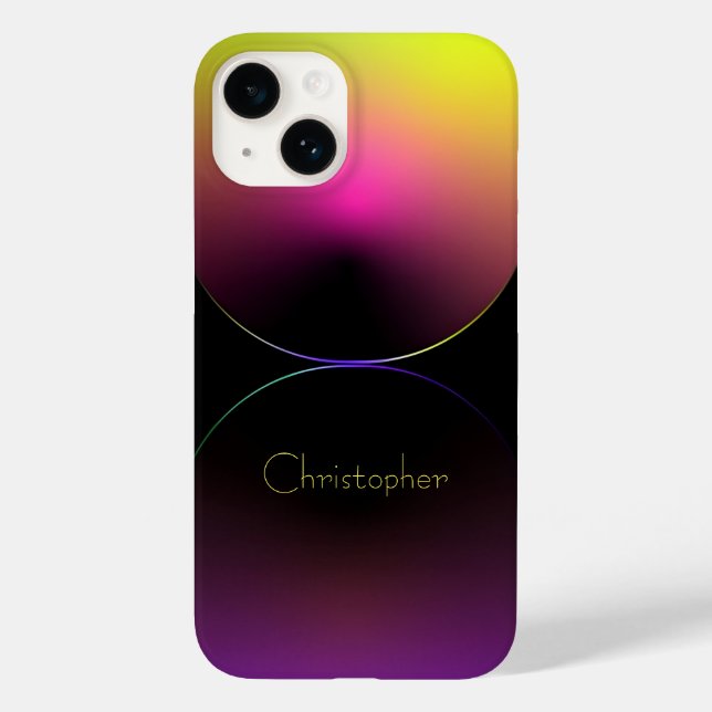 Coques Case-Mate iPhone Iphone à texture radiale jaune personnalisée 15 (Verso)