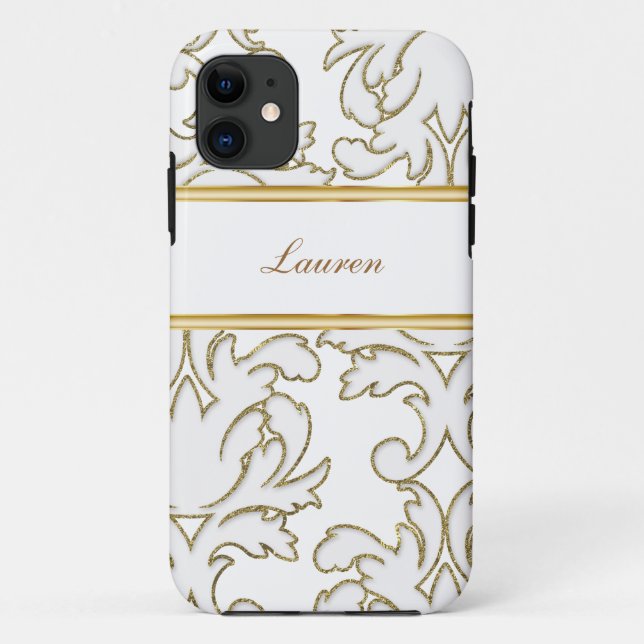 Coques Case-Mate iPhone iPhone de monogramme de damassé 5 cas (Dos)