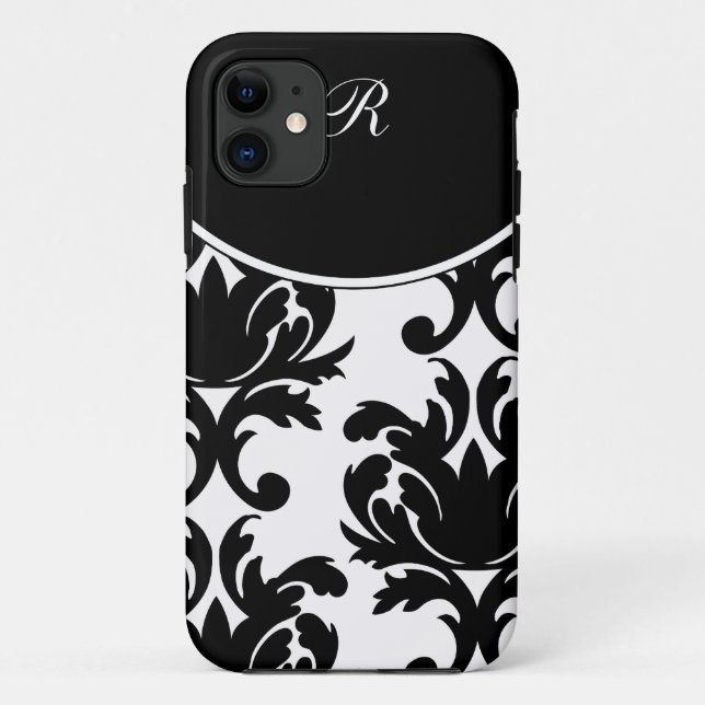 Coques Case-Mate iPhone iPhone de monogramme de damassé 5 cas (Dos)