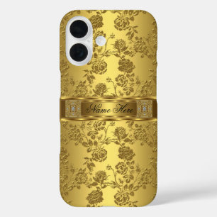 Coques iPhone 16 iPhone Élégant Classe Faux Or Damassé Floral