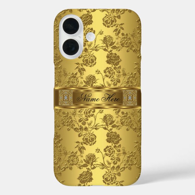 Coques Case-Mate iPhone iPhone Élégant Classe Faux Or Damassé Floral (Verso)