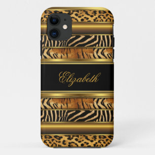 Coque iPhone 11 iPhone Élégant Classe Or Imprimé Animaux Mixtes