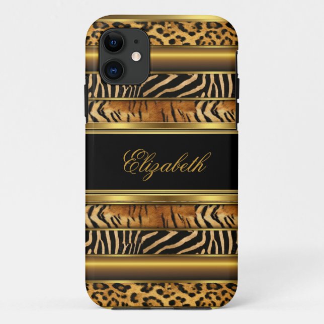 Coques Case-Mate iPhone iPhone Élégant Classe Or Imprimé Animaux Mixtes (Dos)