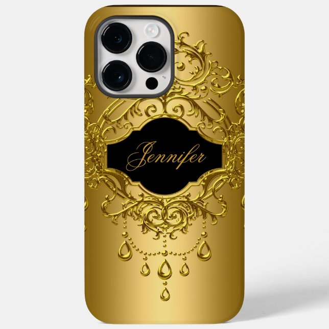 Coques Case-Mate iPhone iPhone élégant Classy Gold Noir (Verso)