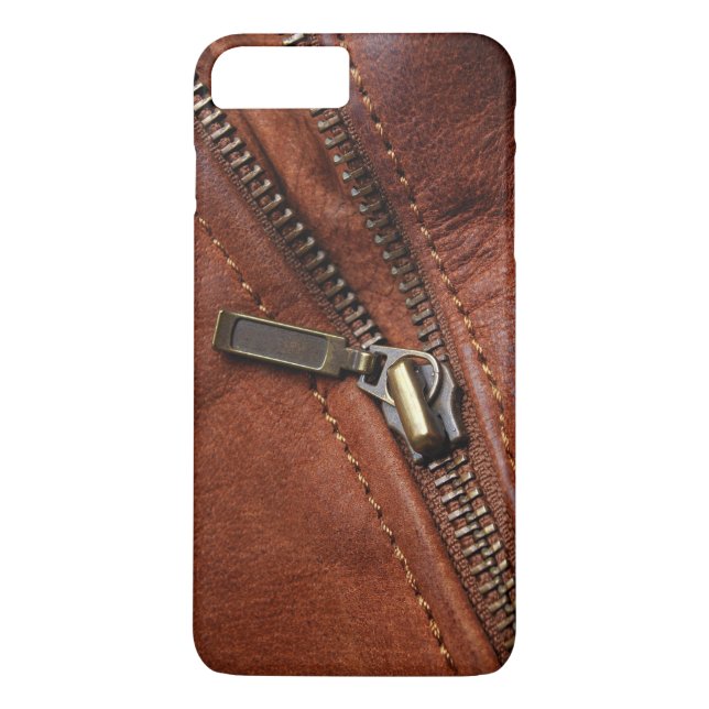 Coques Case-Mate iPhone iPhone : fermeture éclair de blouson en cuir marro (Dos)