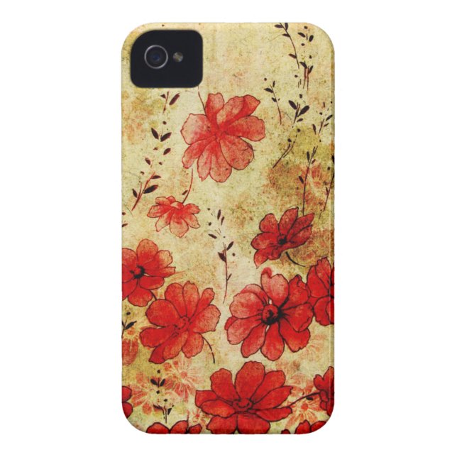 Coques Case-Mate iPhone iPhone floral grunge rouge 4 (Dos)