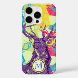 Coques iPhone 16 Pro Iphone Monogramme Vintage cerf Art Nouveau Forêt