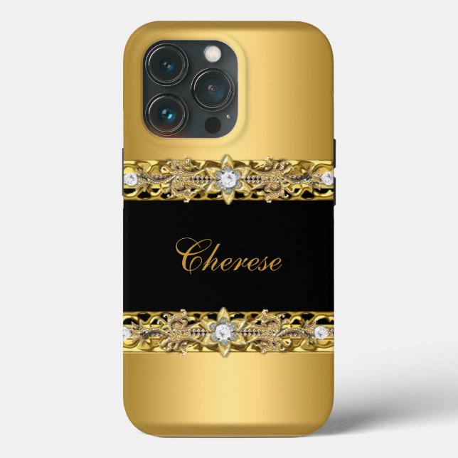 Coques Case-Mate iPhone iPhone Noir Floral Faux Or (Verso)