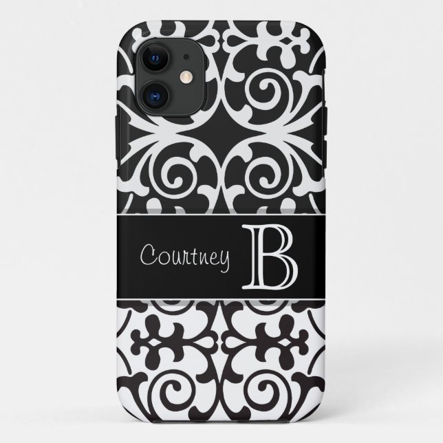 Coques Case-Mate iPhone iPhone personnalisé par damassé blanche noire 5 (Dos)