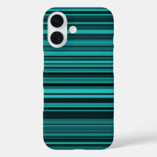 Coque Pour iPhone 16 iPhone rayures noir sarcelle
