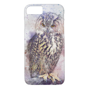 Coques Pour iPhone iPhone vintage d'oiseau d'aquarelle de hibou 8/7