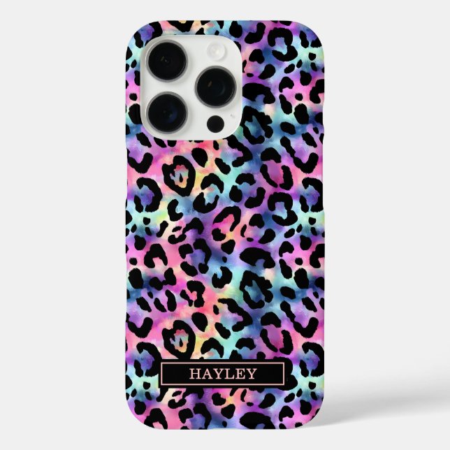 Coques Case-Mate iPhone Iridescent Leopard Print Monogrammed (Verso)