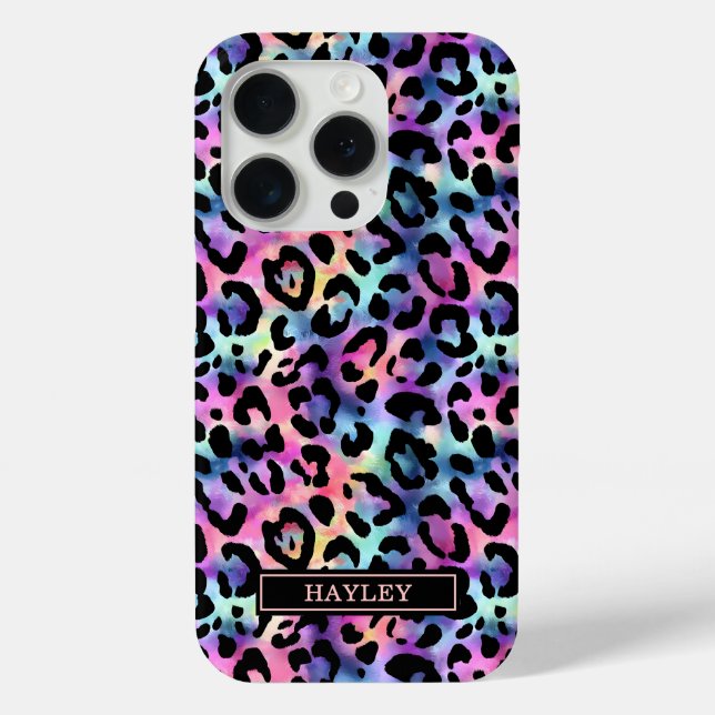 Coques Case-Mate iPhone Iridescent Leopard Print Monogrammed (Verso)