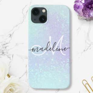 Case-Mate iPhone Case Iridescent Pastel Holographic Glitter monogrammed