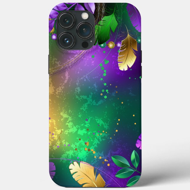 Coques Case-Mate iPhone Iridescente mardi gras arrière - plan avec perles (Verso)