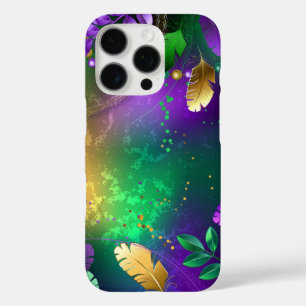 Coque iPhone 16 Pro Iridescente mardi gras arrière - plan avec perles