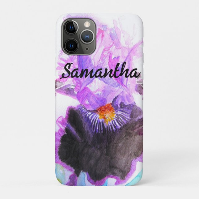 Coques Case-Mate iPhone Iris Pourpre Fleur Aquarelle Floral Anniversaire (Dos)