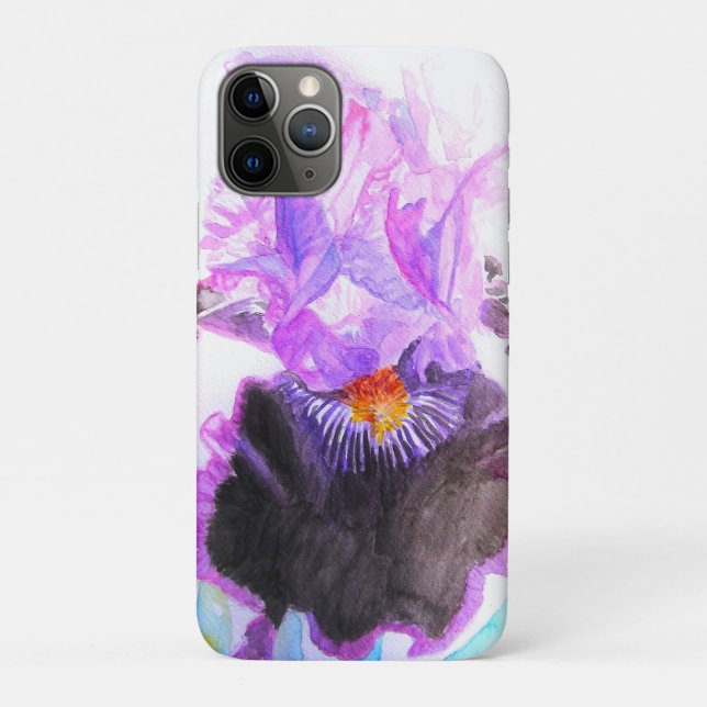 Coques Case-Mate iPhone Iris Pourpre Fleur Aquarelle Floral Anniversaire (Dos)