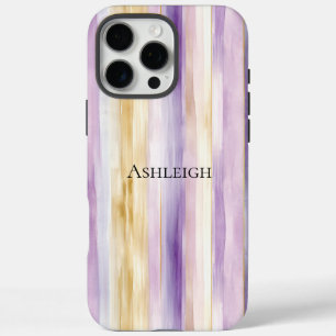 Coque iPhone 16 Pro Max Iris rayures crème violet  