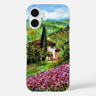 Coques iPhone 16 IRISES EN Toscane, Champs de fleurs violettes pays